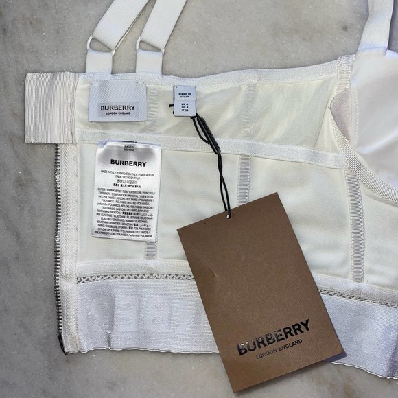 Burberry White Logo Hem Elastane Corset Top in White - Picture 13 of 16